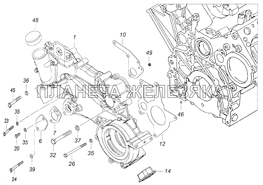 740.51-1303005-76 Установка корпуса водяных каналов КамАЗ-6522 (Euro-2, 3)